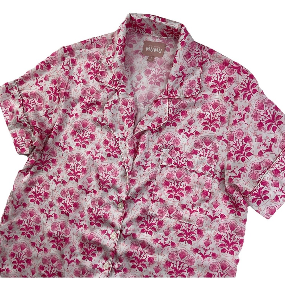 Show Me Your MuMu Daydreaming Teagan Pajama Top Womens S Pink Floral‎ Print PJ
